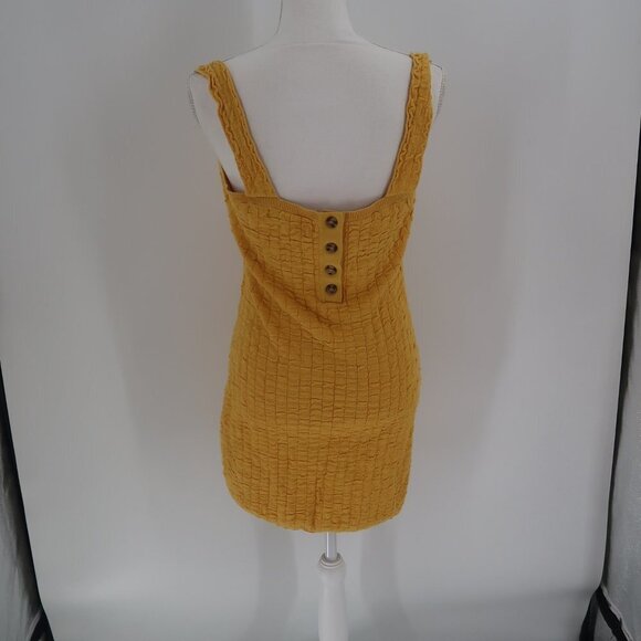 Free People Beach Mustard Yellow Dress with Button Back Detail Size Medium - Picture 4 of 6